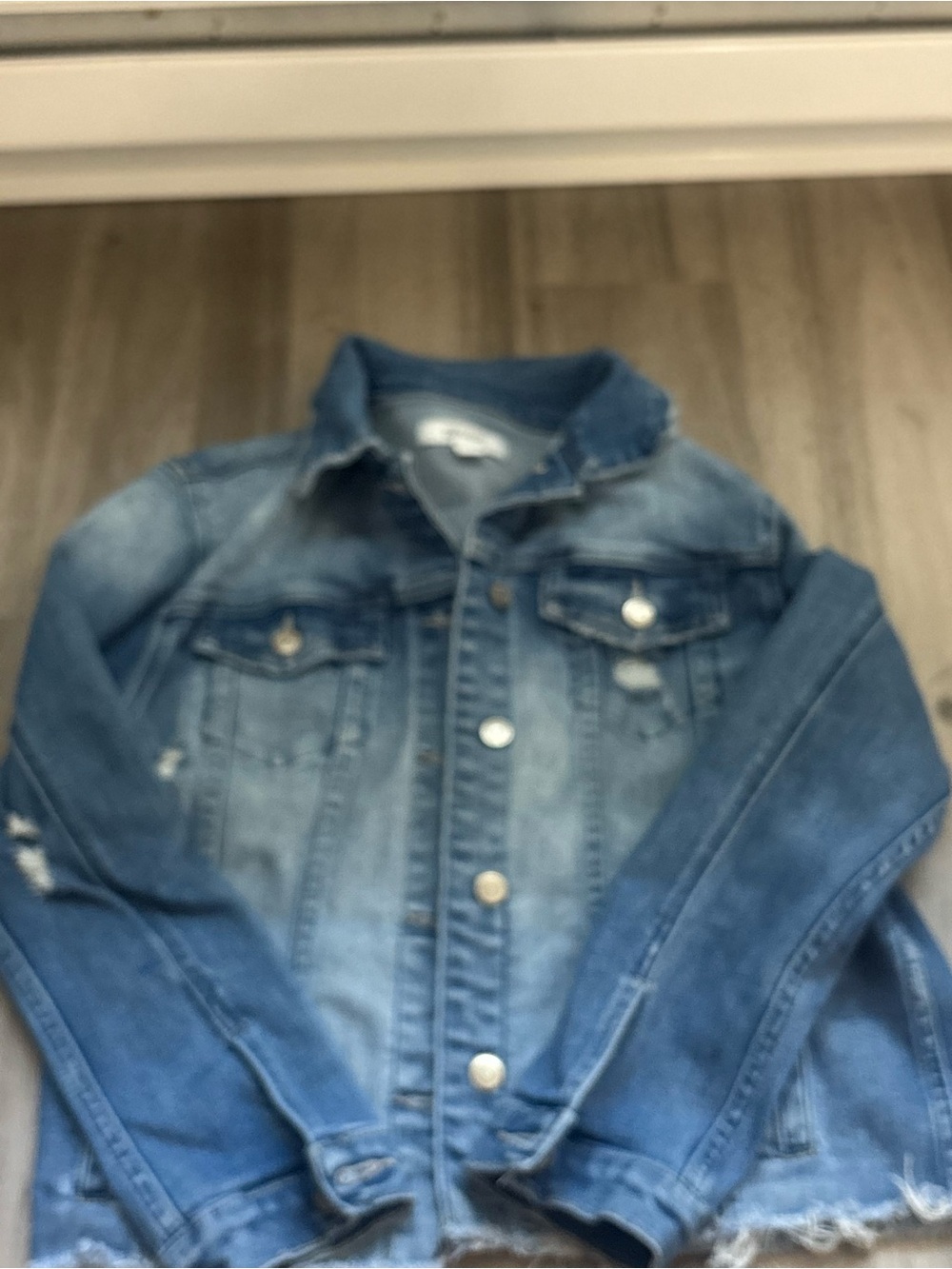 Zenana Outfitters Distressed Blue Denim Jacket